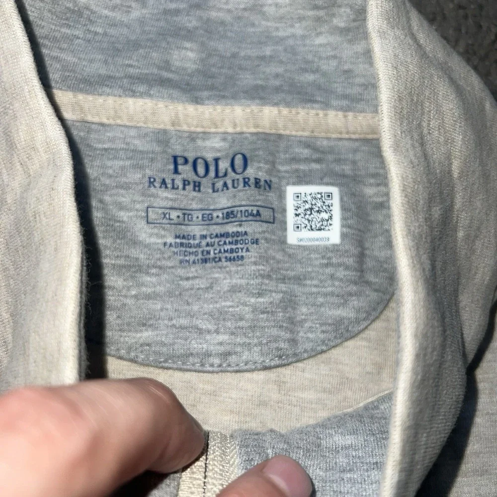Polo Ralph Lauren Quarter Zip Pullover Men XL Oatmeal Beige Heathered NWOT